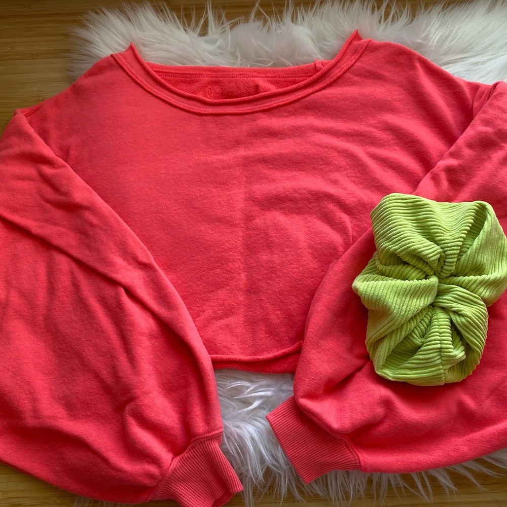 Free People Cropped, Balloon-Sleeved, The Way You Move Sweatshirt